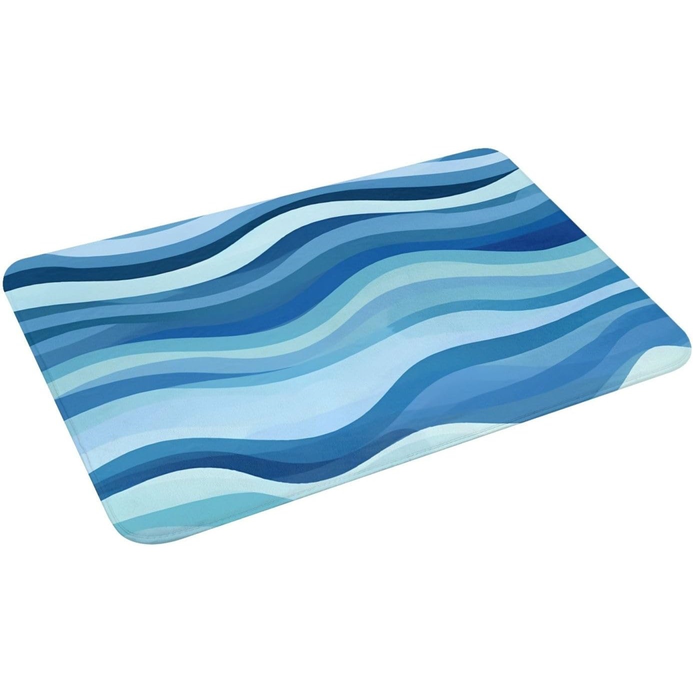 Cross-border exclusive gradient blue wavy stripe minimalist Nordic fresh entryway flannel rug home carpet decoration