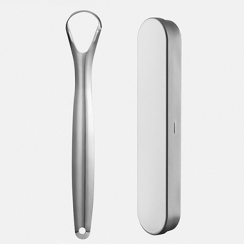 Stainless steel tongue scraper with anti-slip handle, a tongue coating cleaning wonder tool for adults to remove bad breath, tongue coating brush, oral cleaning tool