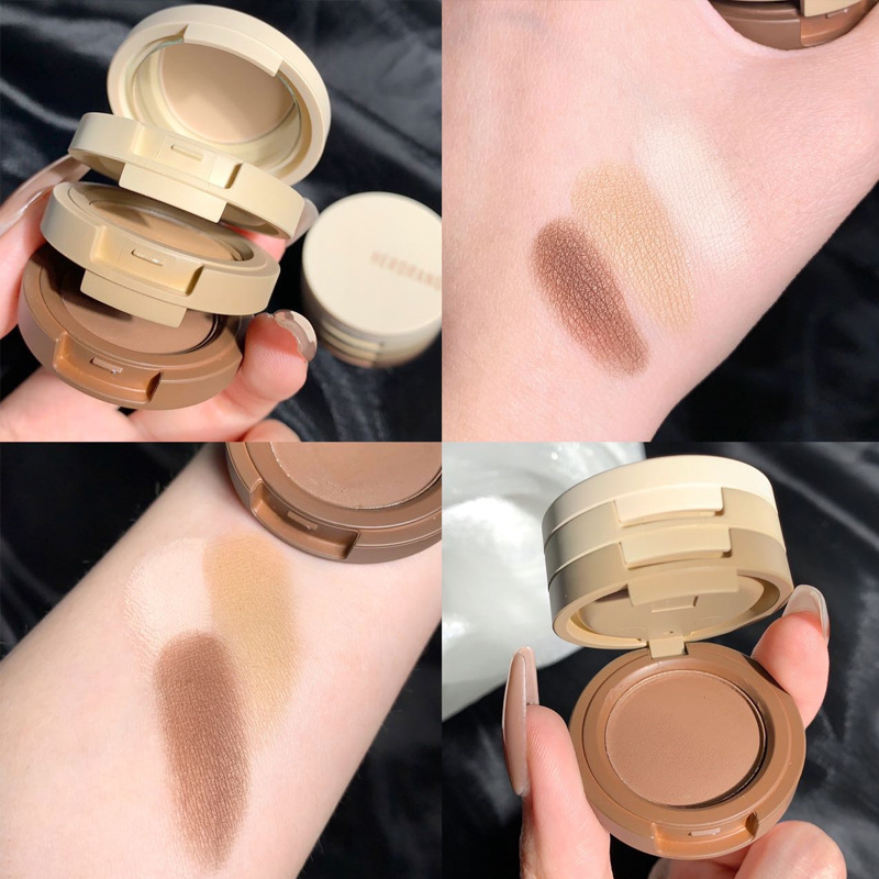 HERORANGE Breeze Floating Three-Color Eyeshadow Palette: Matte, Shimmer, and Subtle Shading in Earth Tones