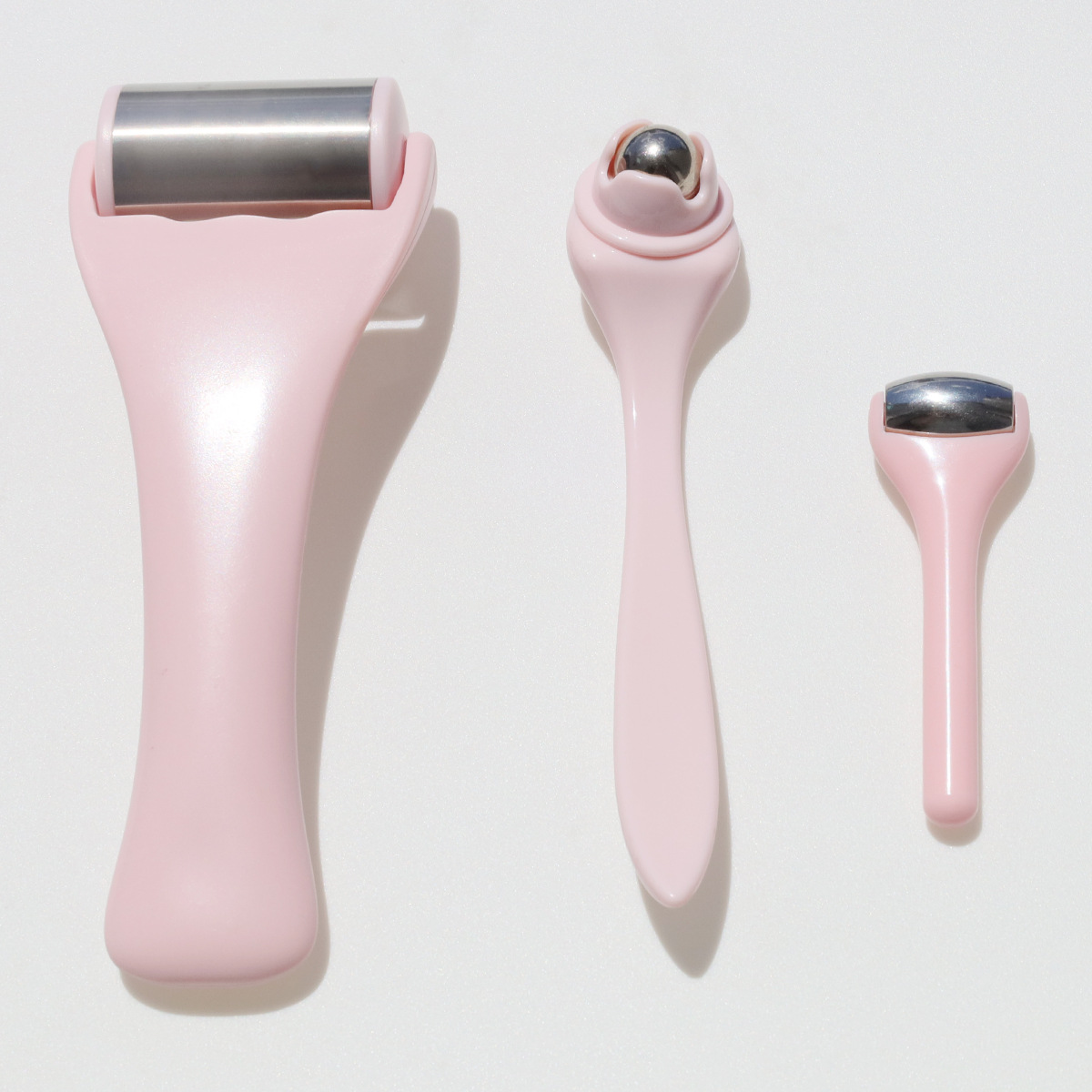 Cross-border 3-piece massage roller set, stainless steel facial massage roller, mini roller, steel ball, eye cream stick