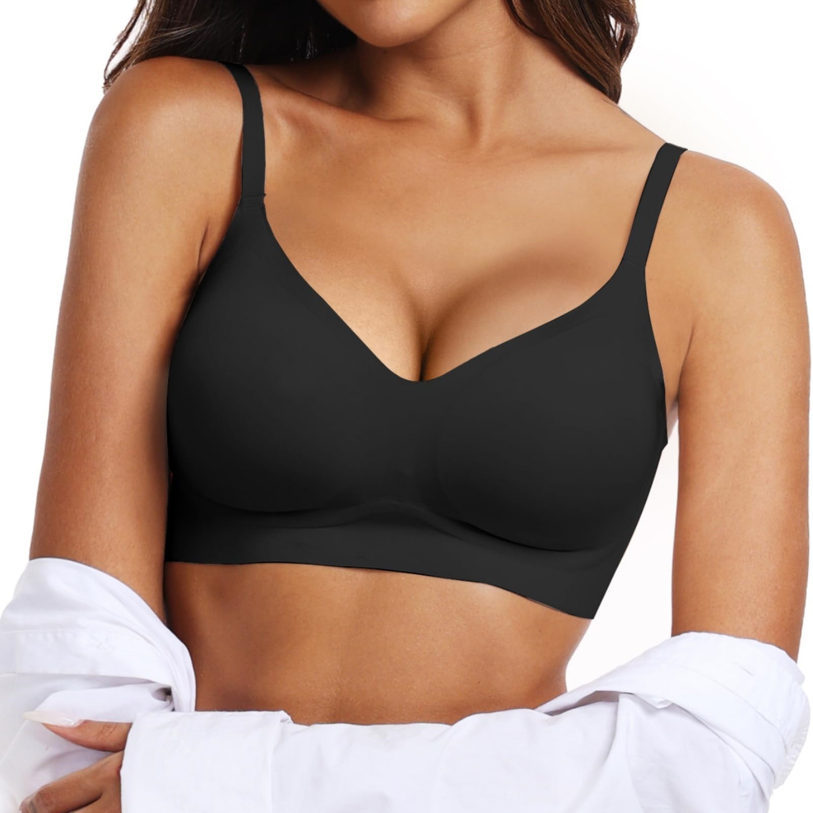 Women's bra, wire-free, comfortable, supportive, soft, full coverage, suitable for sports, daily work, exercise, jogging, hiking, dancing.