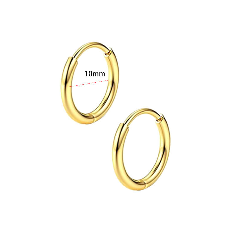 Amazon Cross-Border 12-Piece Set of Gold Stainless Steel Stud Earrings, Round Barbell Earrings, Diamond-Studded 4-Prong Zirconia Coil