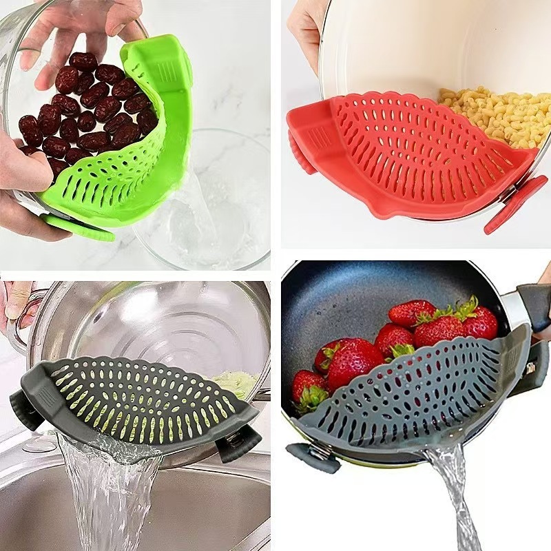 Cross-border drain basket, kitchen pot rim strainer, household creative noodle and vegetable strainer, filter, leak-proof baffle drainer