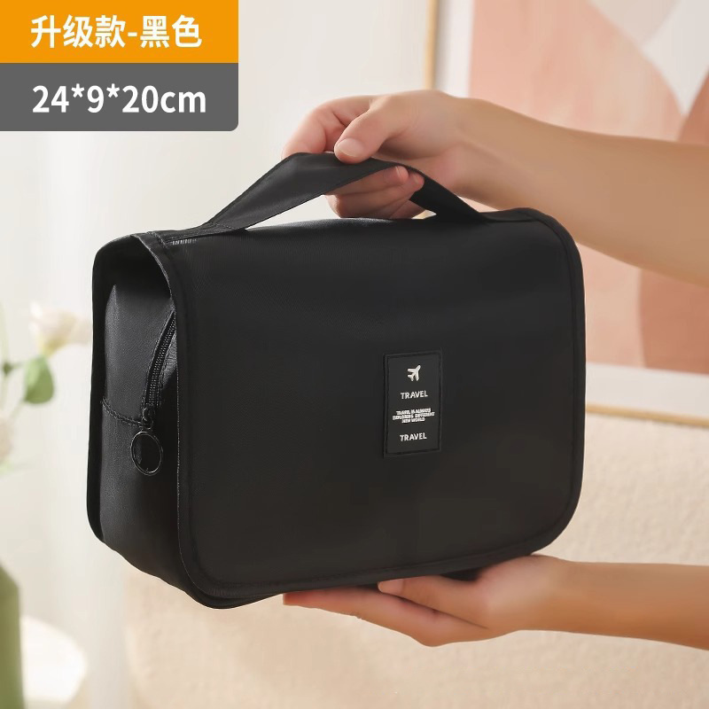 Korean style travel makeup bag with hanging function, large capacity, simple hook, toiletry bag, multi-functional portable hand-held storage bag