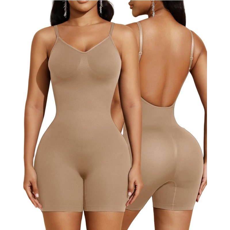 Cross-border best-selling plus-size bodysuit for slimming, shaping, and tummy control. Seamless ribbed straps.