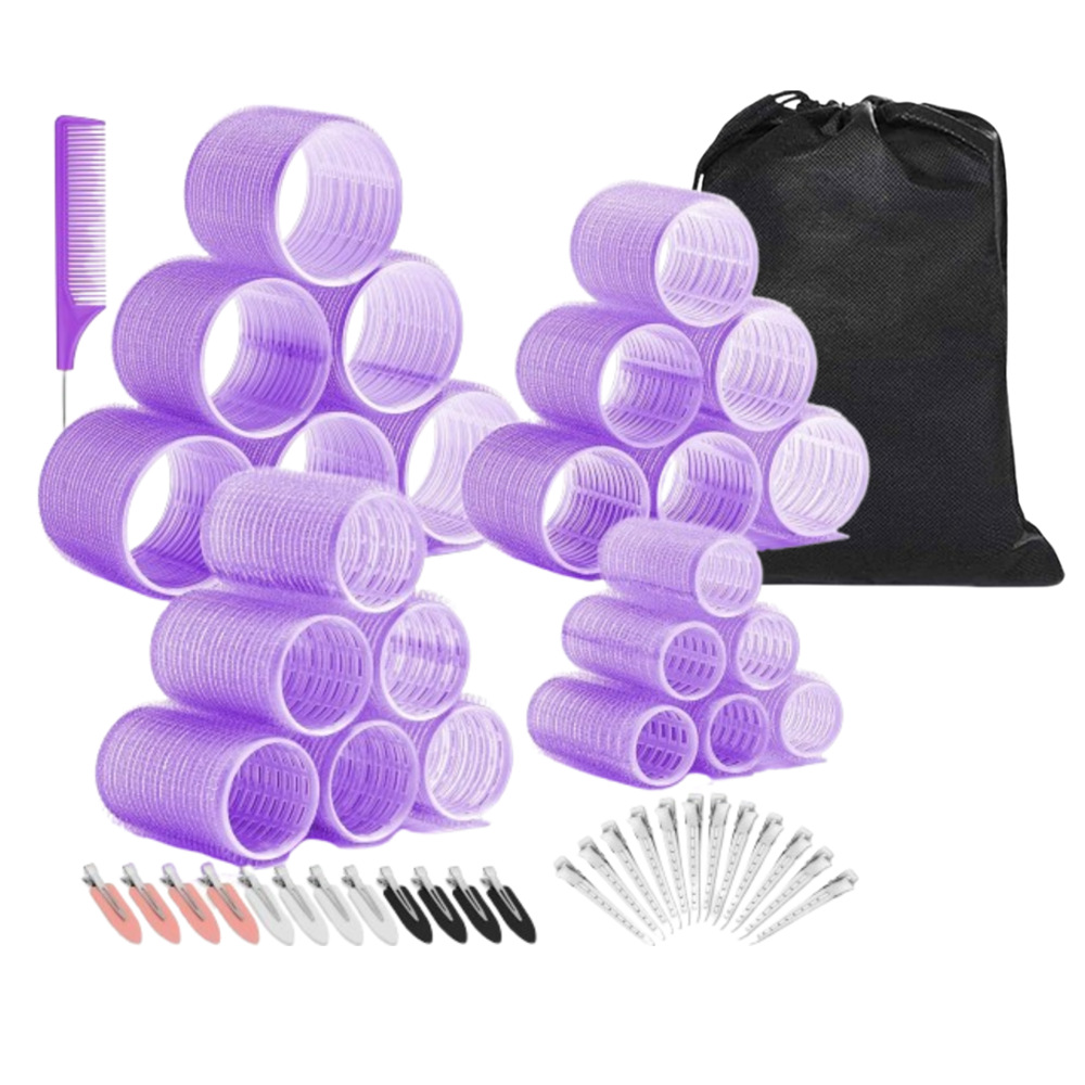 50-piece ready-made hair styling tool set, multi-layer plastic hair curler, hair roller set, bangs curler. (Foreign trade source)