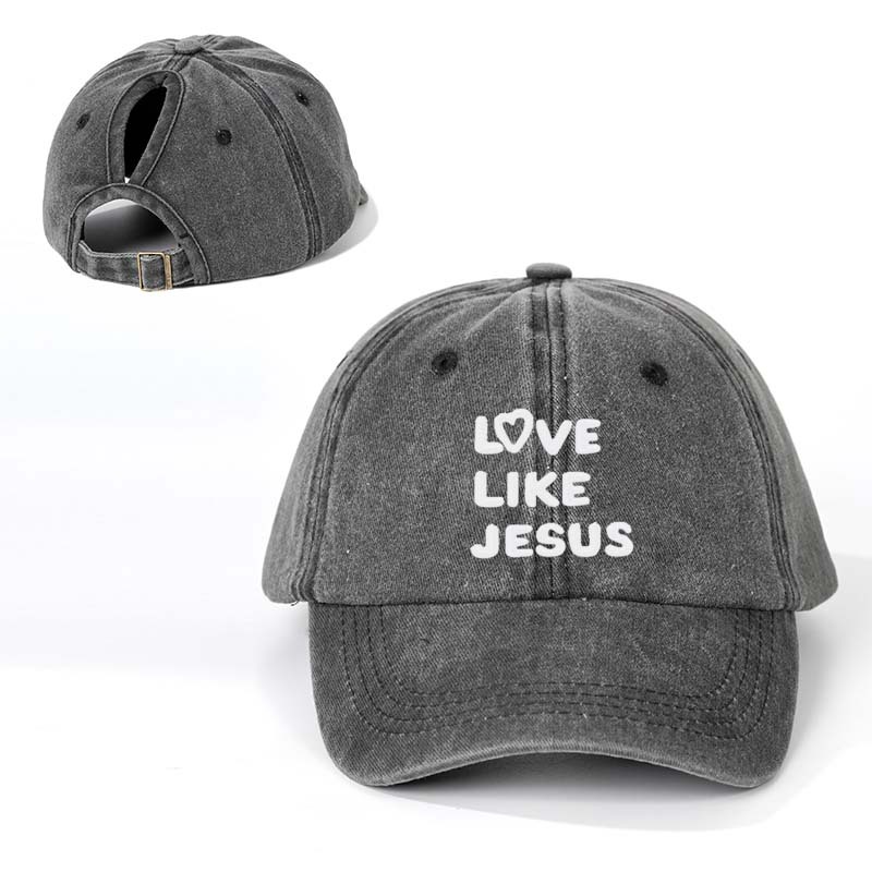 TEMU SHEIN Cross-Border Hot Selling Hat Embroidery LVE LIKE JESUS Heart Ponytail Baseball Cap Outdoor