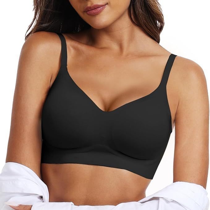 Vertvie Women's Seamless Jelly Bra, Wire-Free, Comfortable and Push-Up Bra, Butter-Soft and Wire-Free