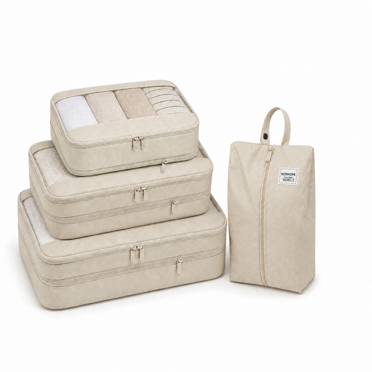 Travel compression storage bag, four-piece set, clothing, underwear, shoes, separate storage bag, suitcase, clothing storage bag