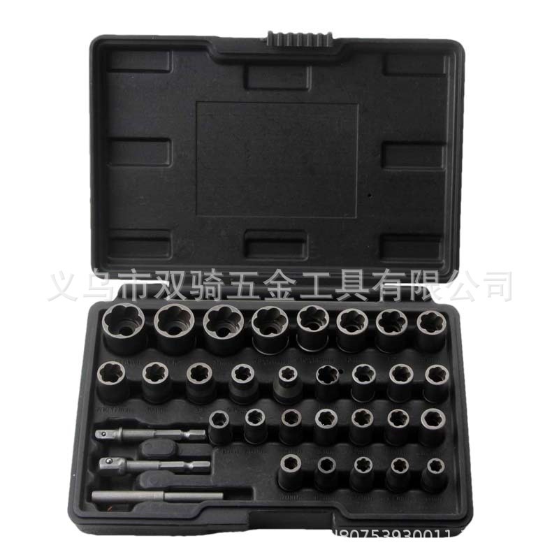 A 32-piece set of cross-border factory broken screw remover, broken nut, broken thread and missing screw tool combination set