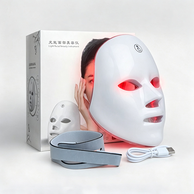 Hot-selling infrared LED anti-wrinkle and acne-removing facial mask device with large LED light and silicone photon skin rejuvenation beauty mask for home use.