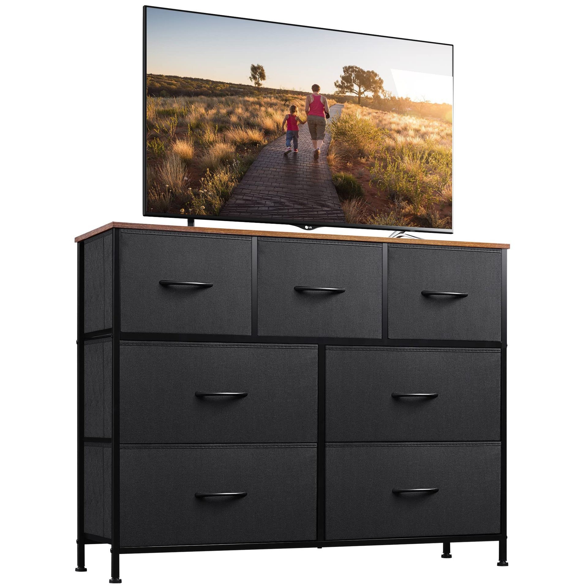 Fabric drawer storage cabinet, seven drawers, wall-mounted floor cabinet, living room storage cabinet for clothes, snacks, and toys.