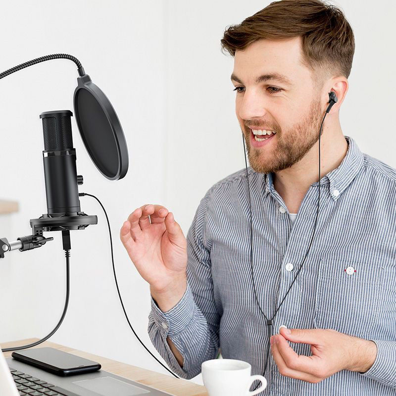 Wired in-ear monitor headphones for live streaming, gaming, noise cancellation, and karaoke.