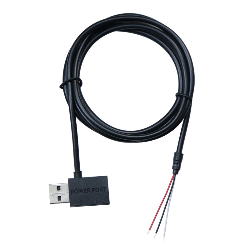 Wholesale USB male to female adapter extension cable, 3-core, with tail clip, solderable auxiliary power supply, signal cable, power cord, 1.2m.