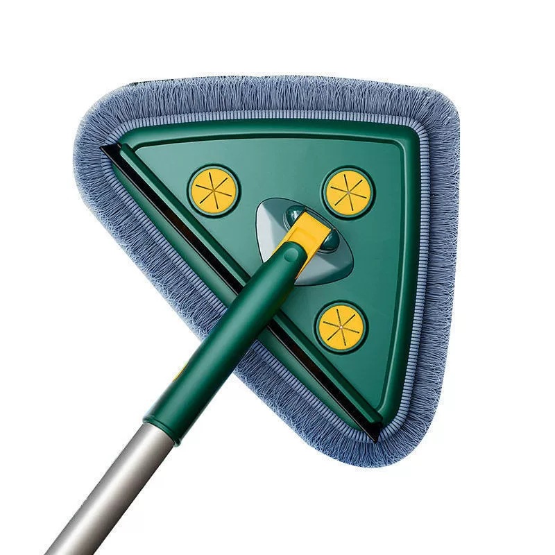 Hand-free triangular mop, kitchen ceiling, tile and floor cleaner, household dust removal, scraping and cleaning integrated window cleaner