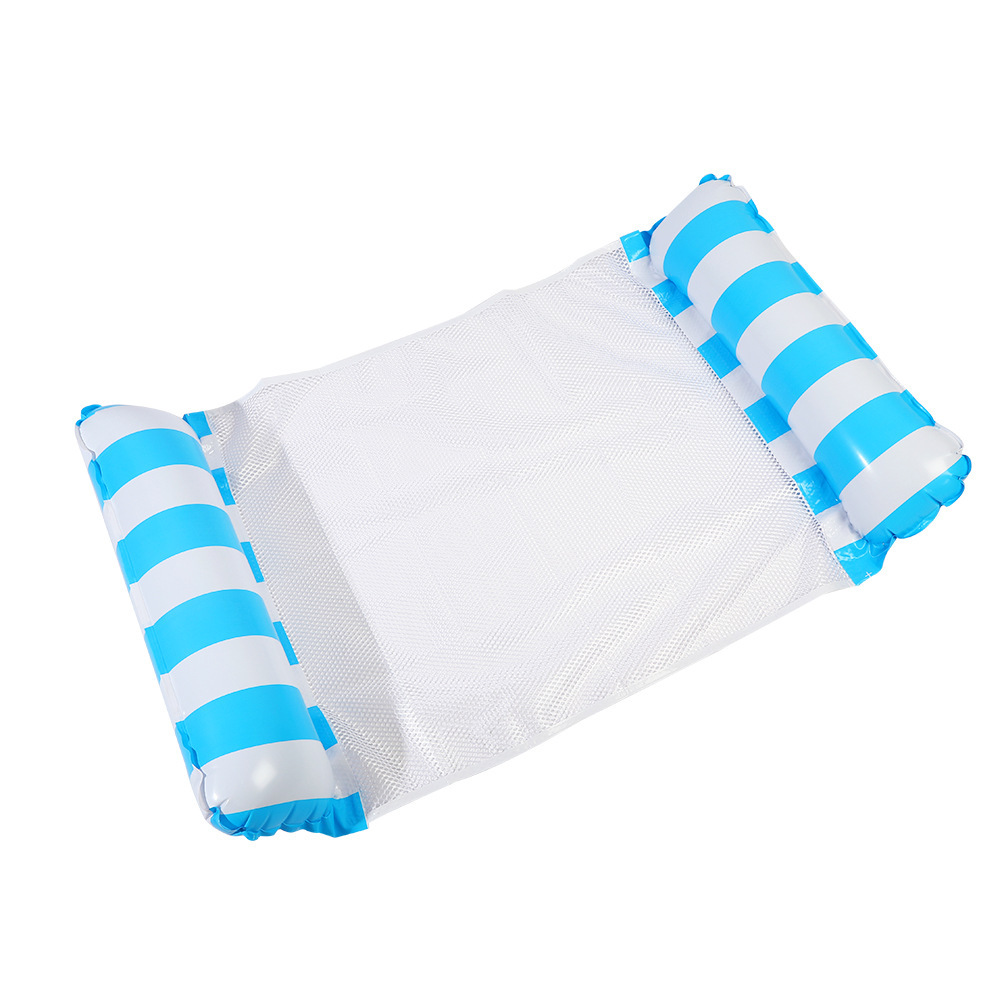 Cross-border inflatable floating pontoon with foldable backrest, minimalist striped PVC inflatable floating bed for water recreation