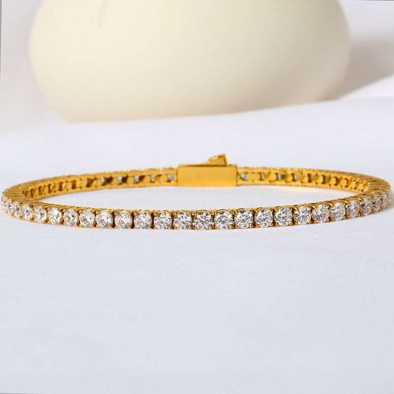 Cross-border exclusive tennis bracelet, hip-hop niche light luxury jewelry, 316l stainless steel 3-5mm men's zircon bracelet