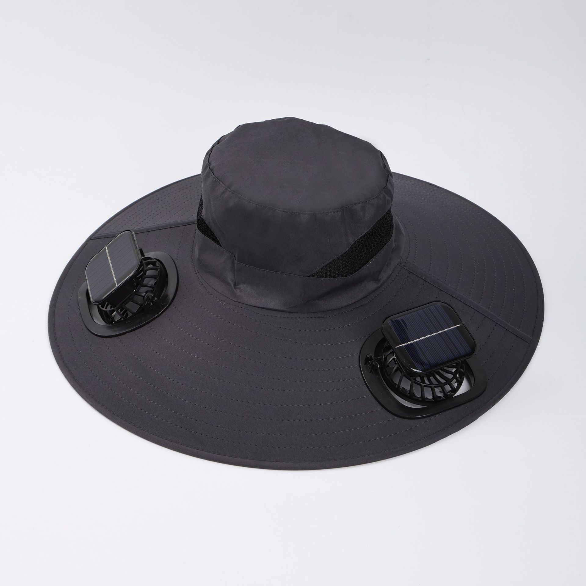 Cross-border solar fan hat, summer outdoor hiking fishing sun hat, wide brim UV protection fisherman hat
