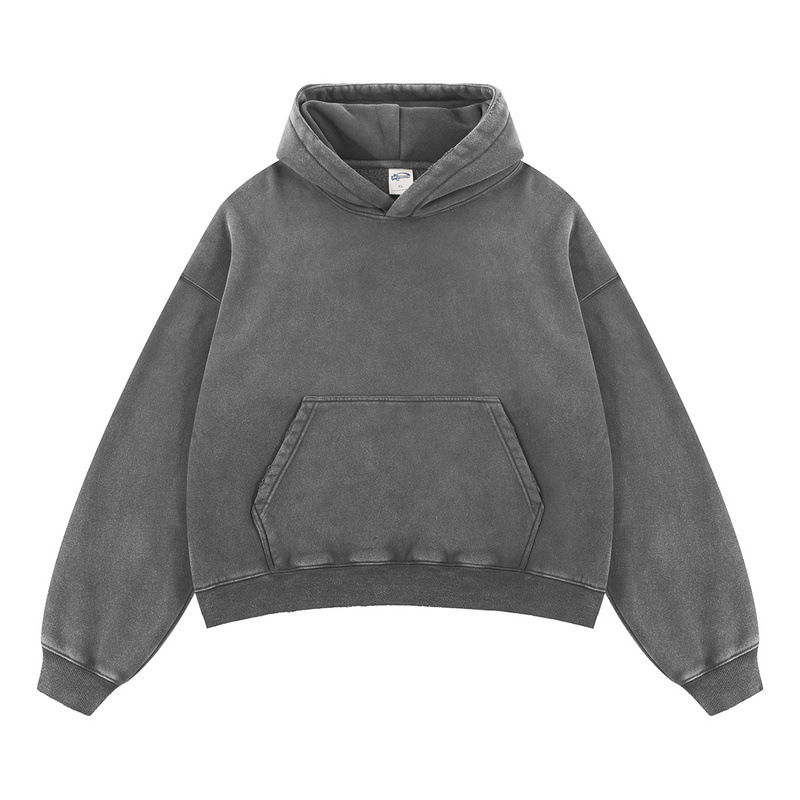 European and American high street fleece, stir-fried snowflake, washed, worn and aged hoodies
