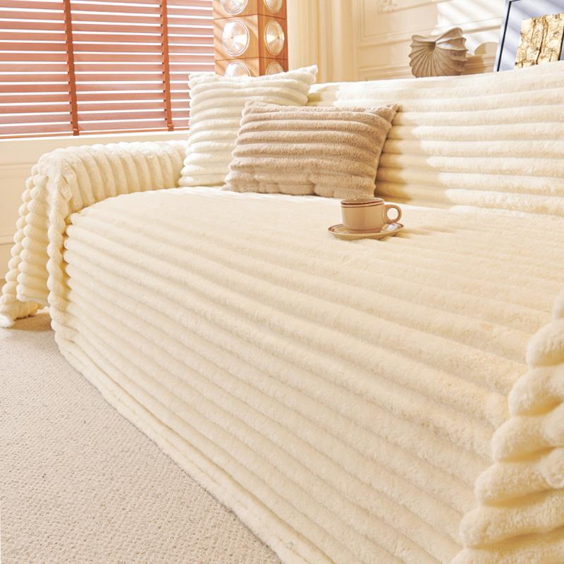 2026 New Style Sofa Cushions, Luxurious and High-End Autumn/Winter Thick Sofa Covers, Fabric Covers, Rabbit Fur Blankets