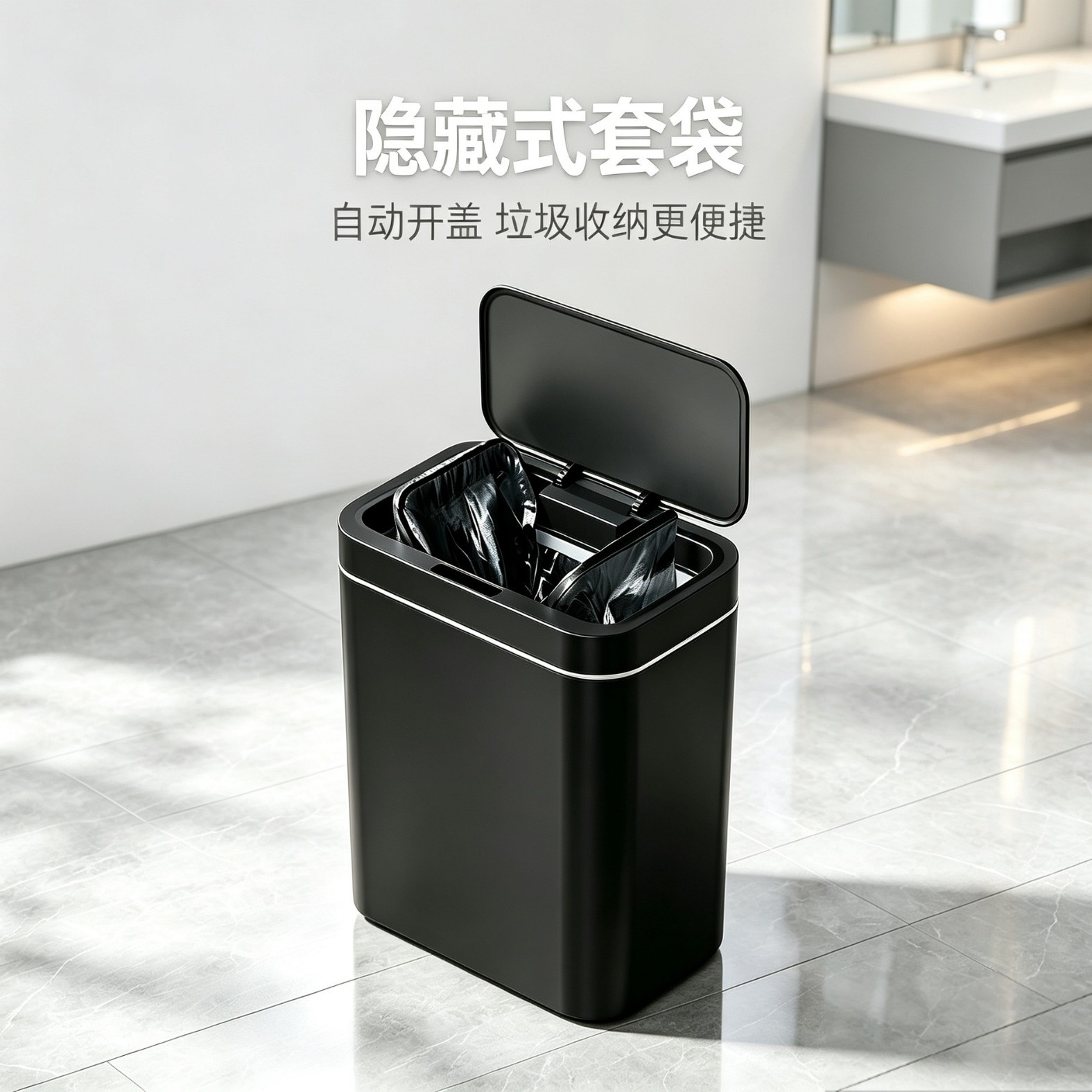 Cross-border smart sensor trash can with automatic lid opening, large-capacity household bathroom, toilet, dedicated kitchen and bedroom