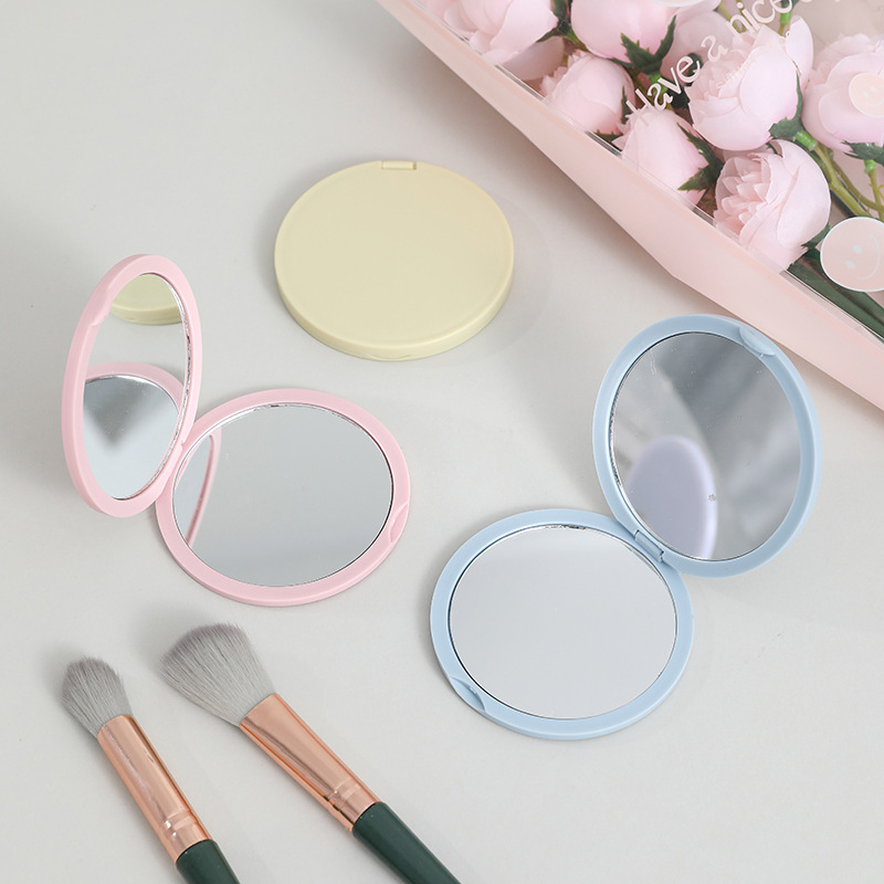 Foldable, round, small, portable DIY cream-coated double-sided flip-top mini mirror wholesale factory