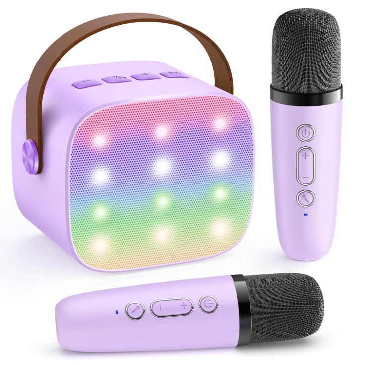 K1/P2 Karaoke Pro Wireless Speaker with Colorful Lights, Handheld Portable Microphone, Bluetooth Speaker