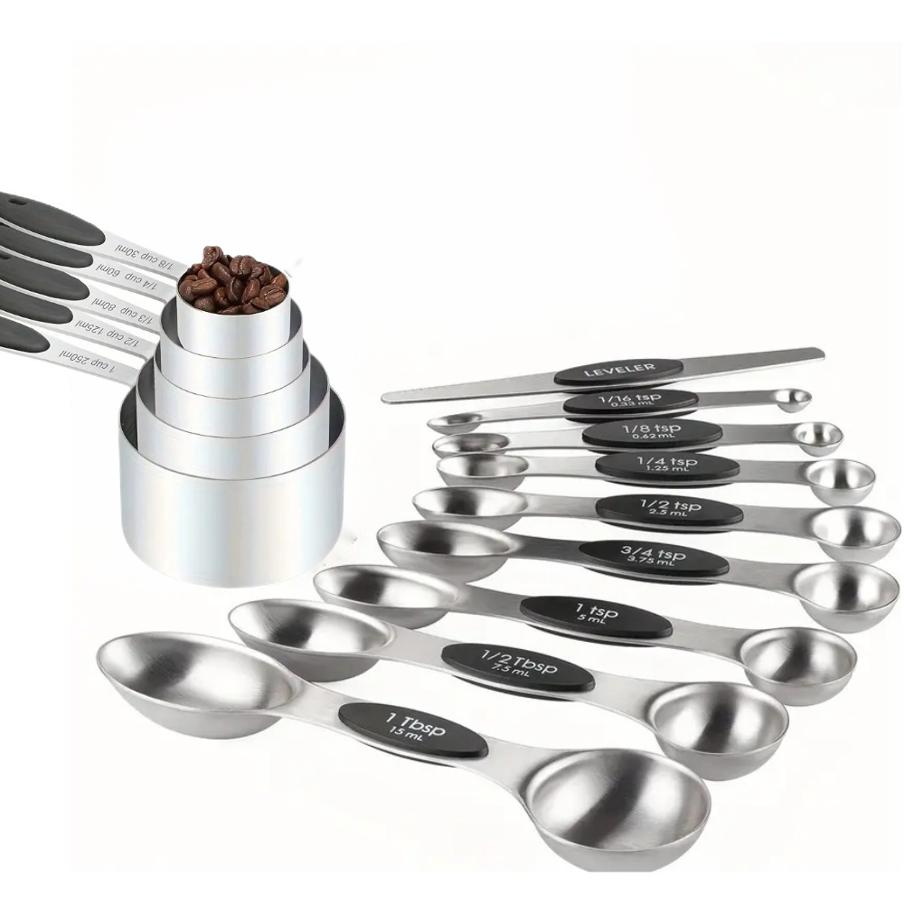 23-piece set of high-temperature resistant stainless steel measuring cups, measuring spoons with scales, household measuring spoons, food-grade baking tools FCM