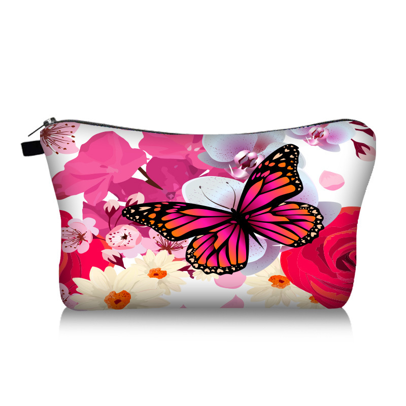 Amazon's new printed butterfly makeup bag, women's clutch, cosmetics storage, travel multi-functional toiletry bag