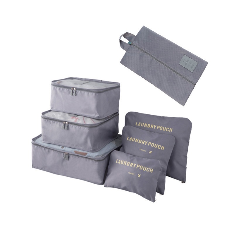 Travel clothing organizer and storage bag, portable large-capacity luggage sorting seven-piece set, shoe bag set