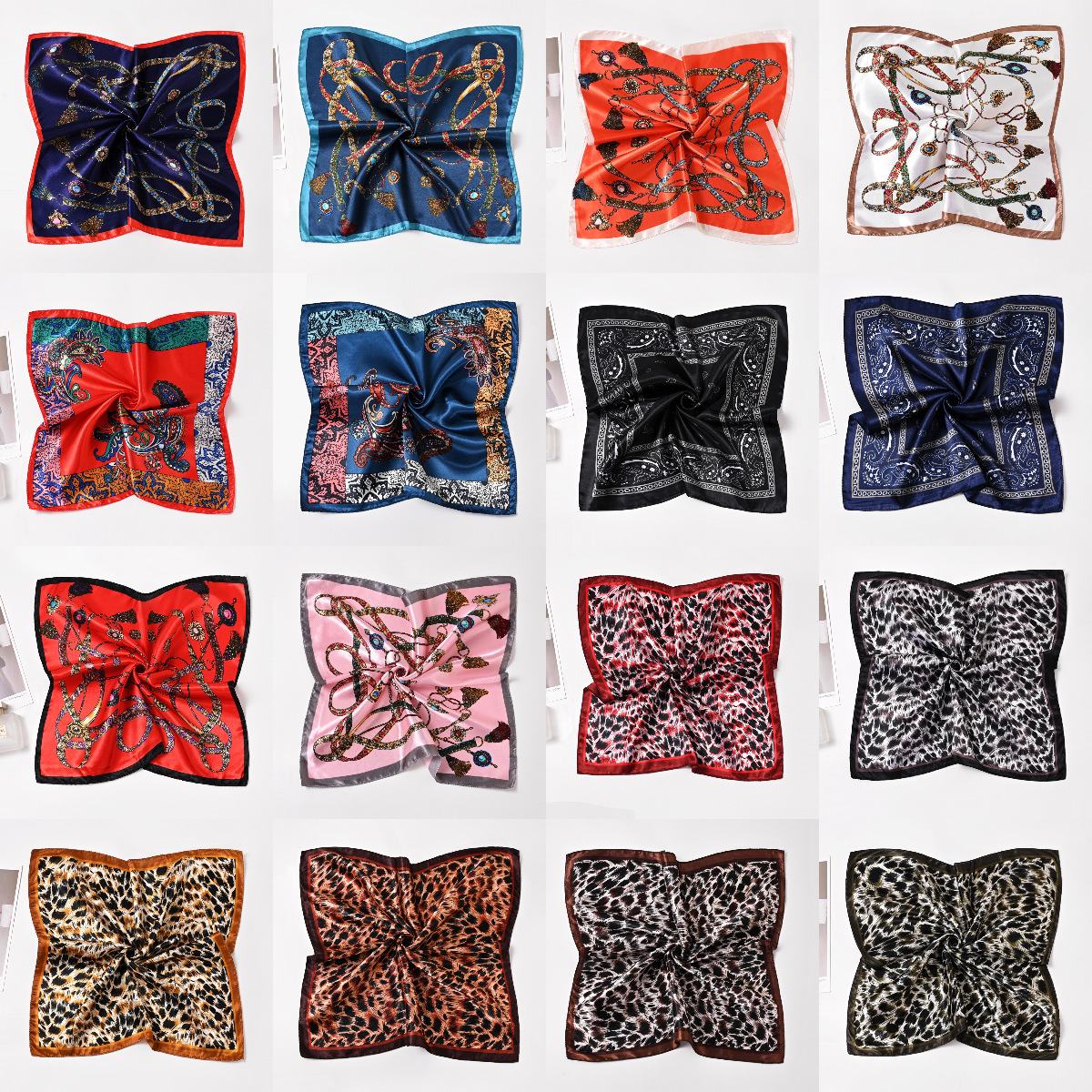 Meikeduo wholesale silk scarves, 50cm small square scarves, satin printed silk scarves, Latin American hot-selling casual headscarves.