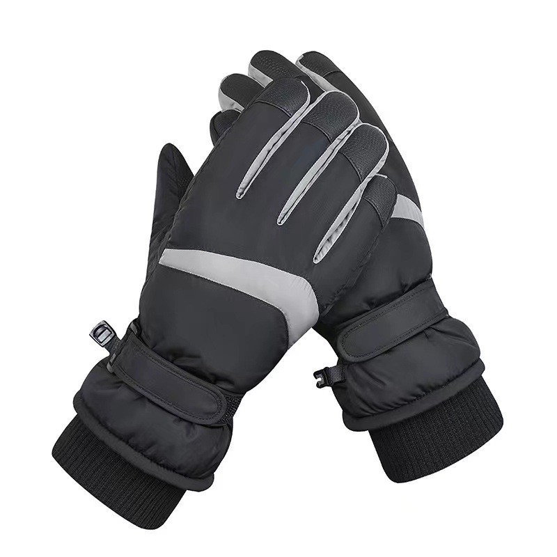 Ski gloves for men and women, with added fleece for warmth in winter, thickened for outdoor cycling and mountain climbing, waterproof, windproof and cold-proof, and for cross-border motorcycle transportation