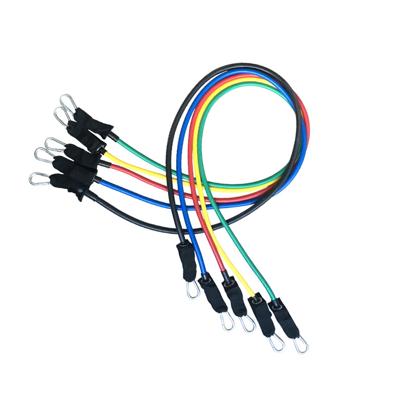 TPE 11-piece Elastic Resistance Band Set, Multifunctional Fitness TPE Resistance Ropes, Men's and Women's Strength Training Resistance Band Set