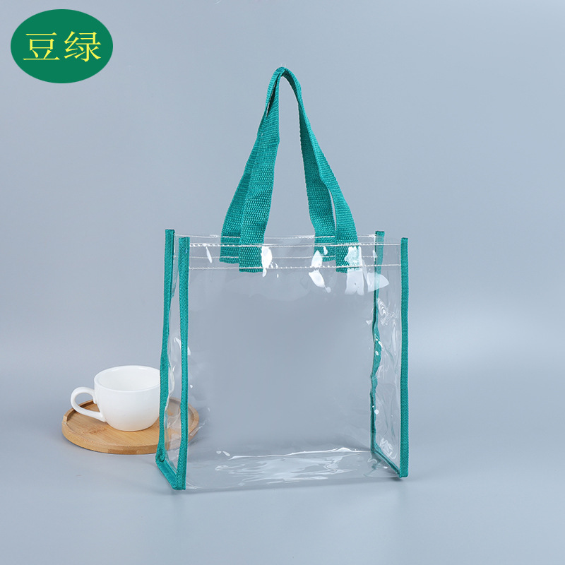 Cross-border transparent PVC tote bags, spot plastic tote bags, cosmetic shopping bags, jelly bags, gift bags, customized