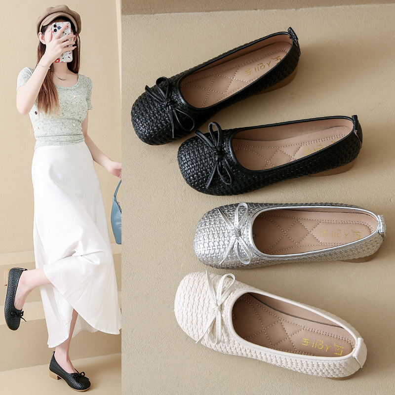2026 Summer new low-heeled, thick-heeled Mary Jane single shoes for women, Korean version with round head bow and shallow mouth paired with skirt