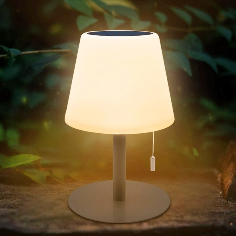 Solar-powered, manually adjustable, pull-cord LED table lamp, outdoor waterproof, USB rechargeable, cross-border best-selling camping style, cozy European design.