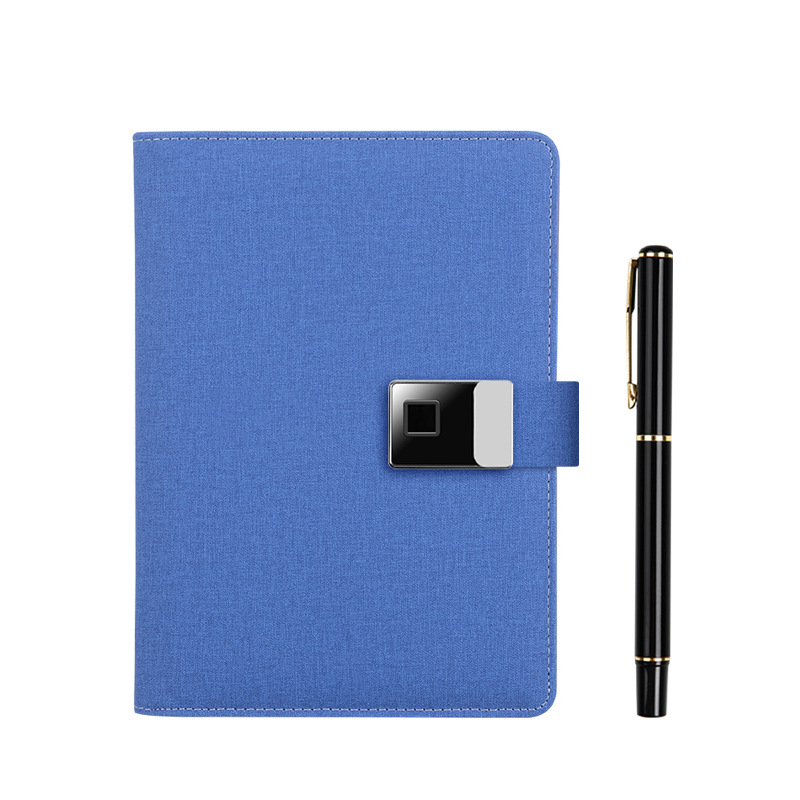 a5 Fingerprint Lock Power Bank Notebook Business Gift Set with USB Flash Drive, workbook, Diary and Charging notebook