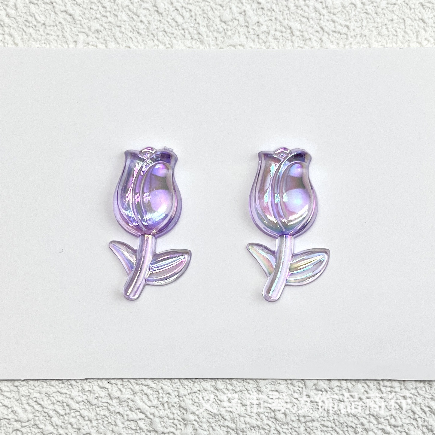Colorful electroplated tulip and rose acrylic jewelry accessories, DIY butter glue craft materials, phone case stickers