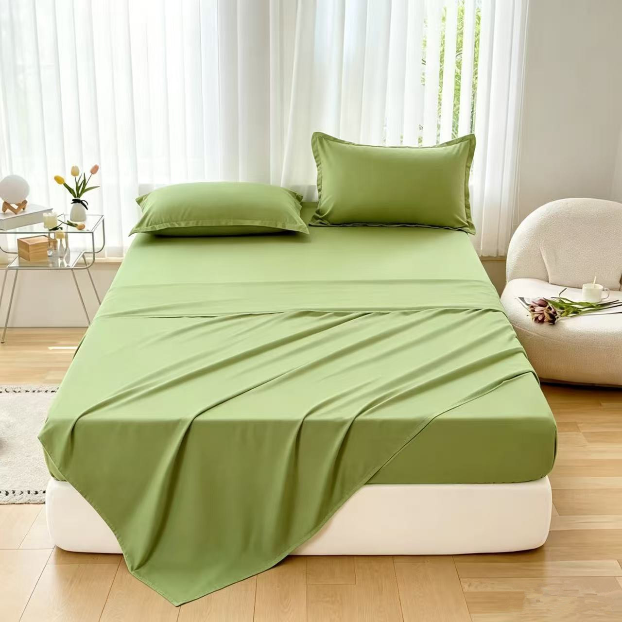 2026 Single Item Fitted Sheet, Fitted Sheet, Fitted Sheet 4-Piece Set, Temu Bed Sheet and Pillowcase, Solid Color, Foreign Trade, Cross-Border, Amazon
