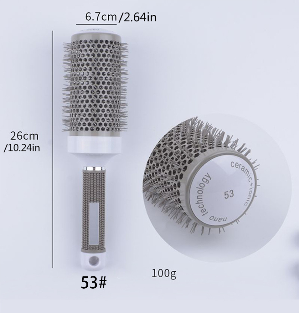 Round styling comb, hair comb, gray aluminum tube, ceramic heat-conducting volumizing comb, Amazonian round styling comb.
