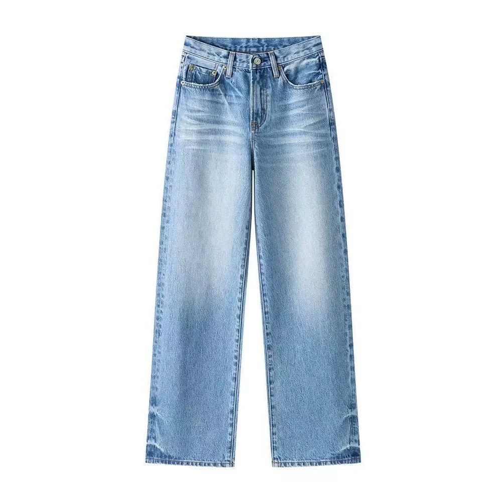 Kailin 2026 American retro washed straight-leg versatile jeans for women, high-end loose wide-leg casual trousers