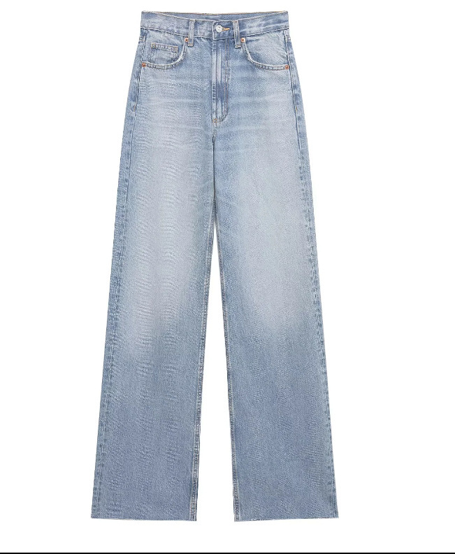 Cross-border 2025 Spring New Fashion Retro High-waisted straight-leg denim Casual Pants 2569220