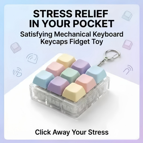 Wholesale of cross-border seven-color illuminated four-key mechanical keyboard stress-relieving keychain pendants and semi-transparent key stress-relieving toys
