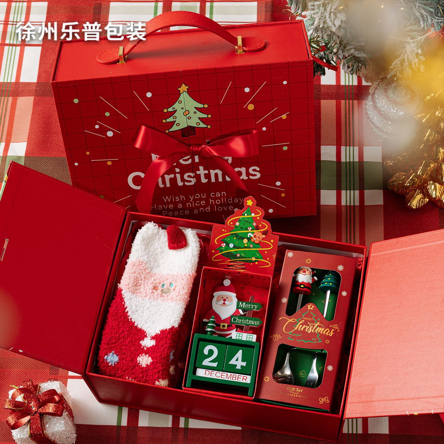 Christmas cartoon gift box "Santa Claus Opens the Door" creative souvenir gift box Empty box gift box