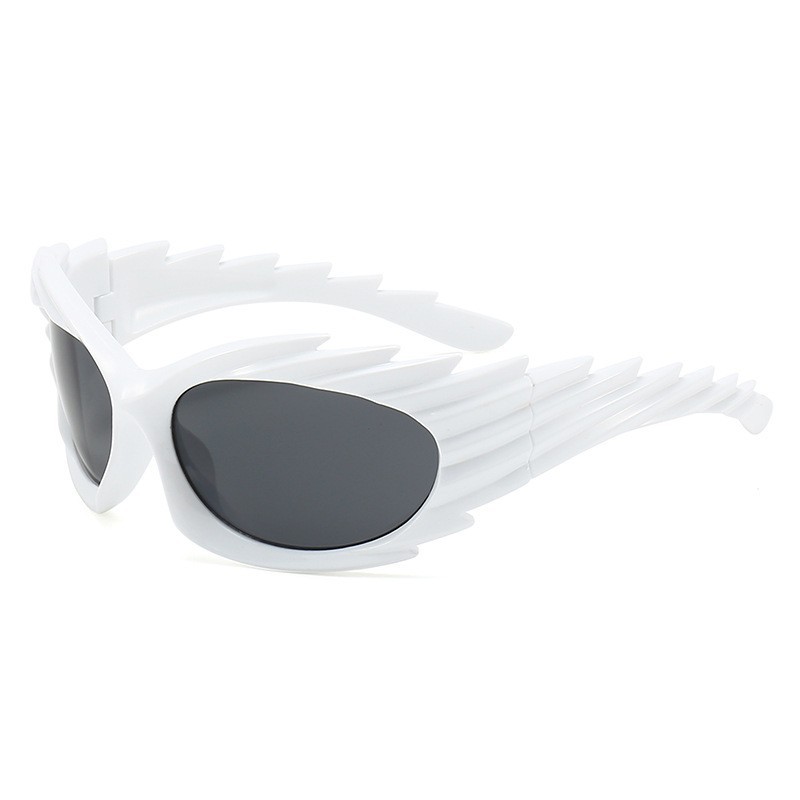 Stylish women's sunglasses with spiky hedgehog design, European and American style, winged cycling sunglasses for adding a fashionable touch.