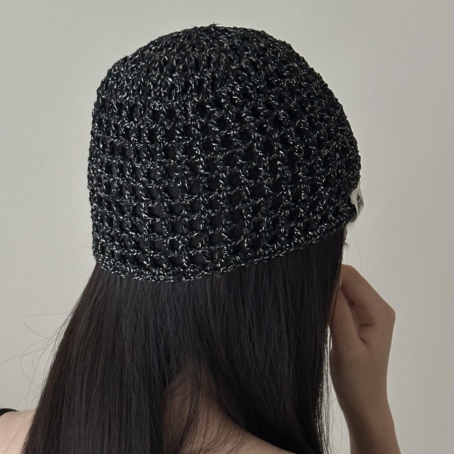 Korean style handmade woven hollowed-out breathable mesh cap for women, new spring and summer style, literary and versatile, face-flattering melon-shaped cap, landlord hat.