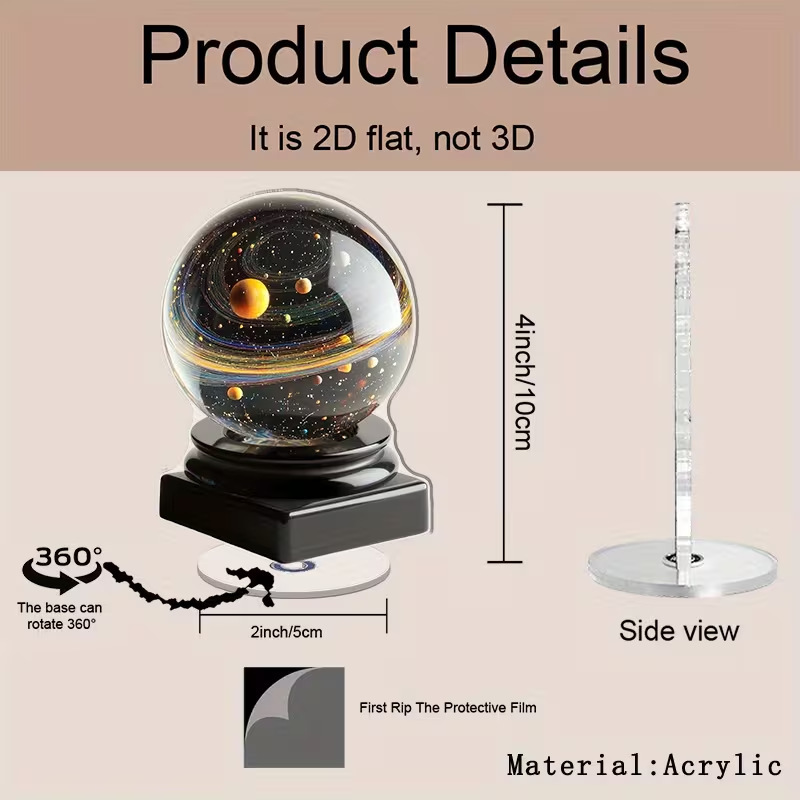 Cross-border flat printing 2D flat 360-degree rotating desktop snowflake ball music box