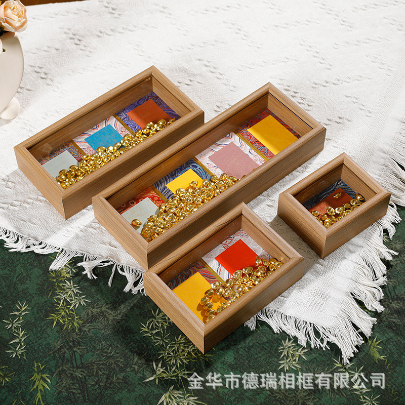 Hollow 3D Song Brocade Hard Cardboard Photo Frame Specimen Display Stand Traditional Chinese Style Xuan Paper Cultural and Creative Wooden Texture Picture Frame