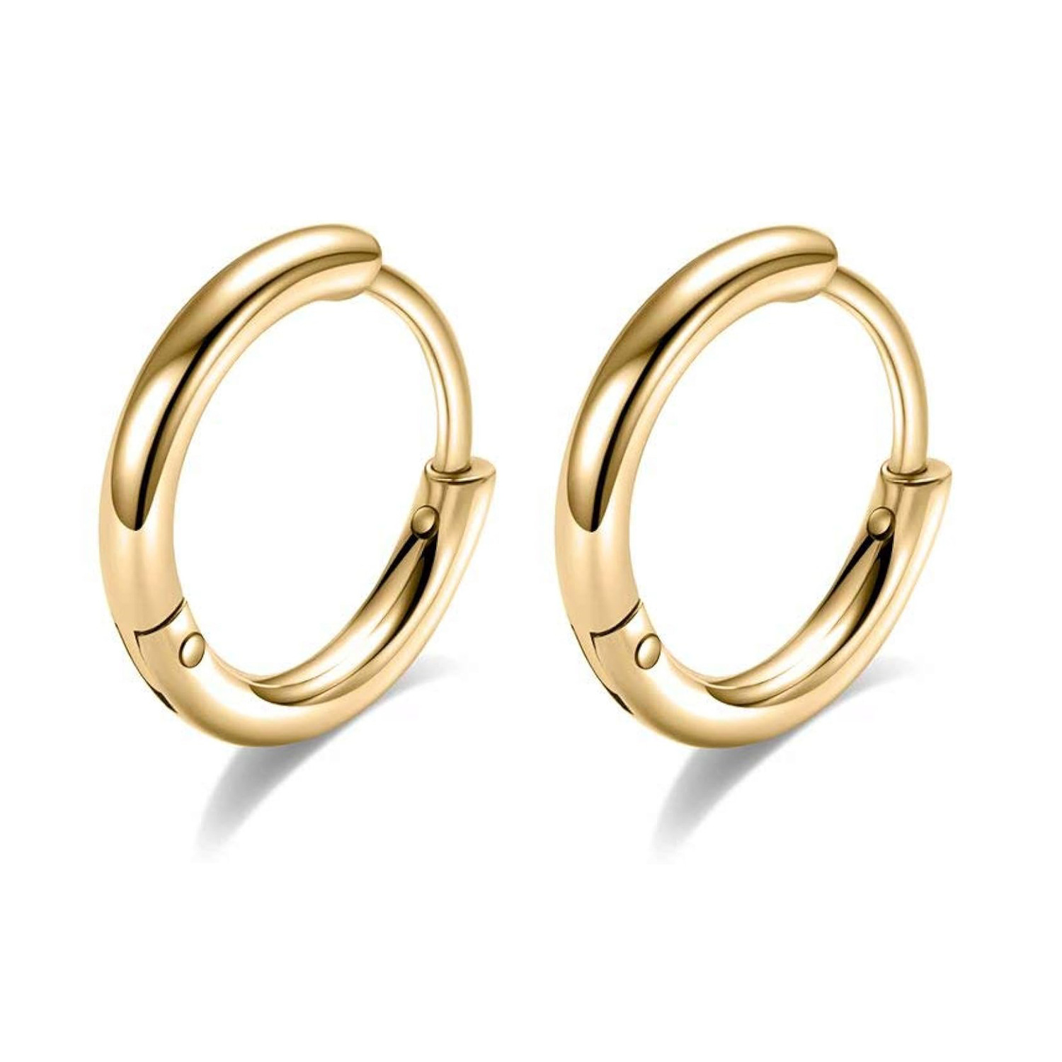 Factory wholesale European and American style fashion earrings, stainless steel, titanium steel, real gold plating, minimalist classic round wire hoop earrings