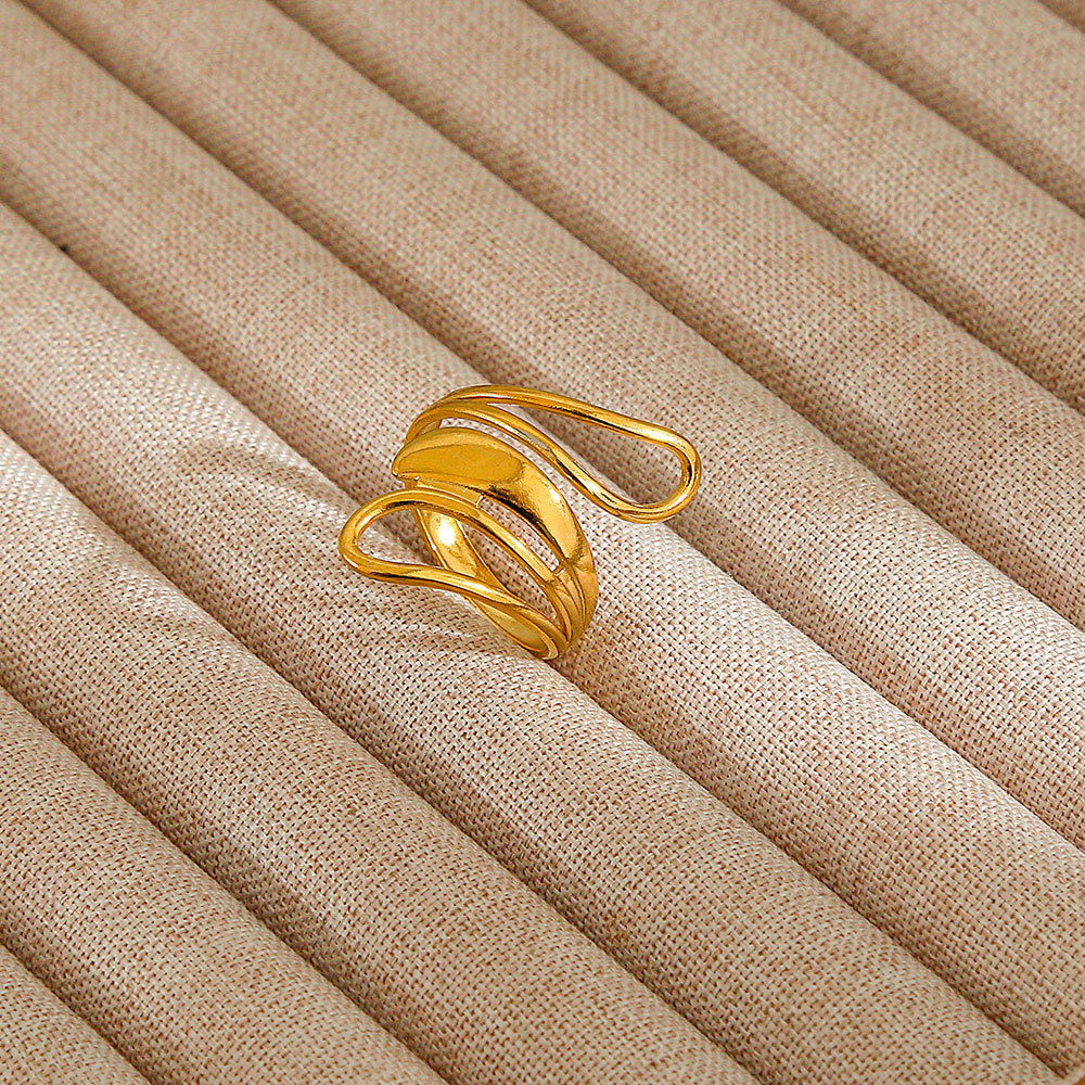 Simple, unique, high-end stainless steel open-face ring for women, exuding a cool, sophisticated vibe, perfect for the index finger.